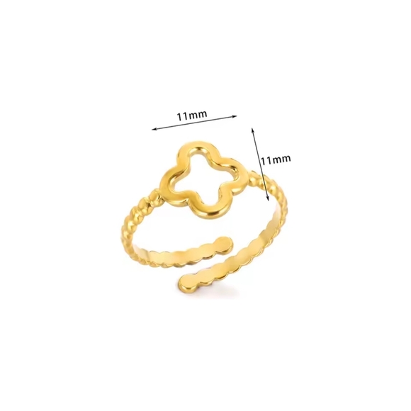 18 KT Gold Over Titanium Clover Ring - Picture 3 of 3